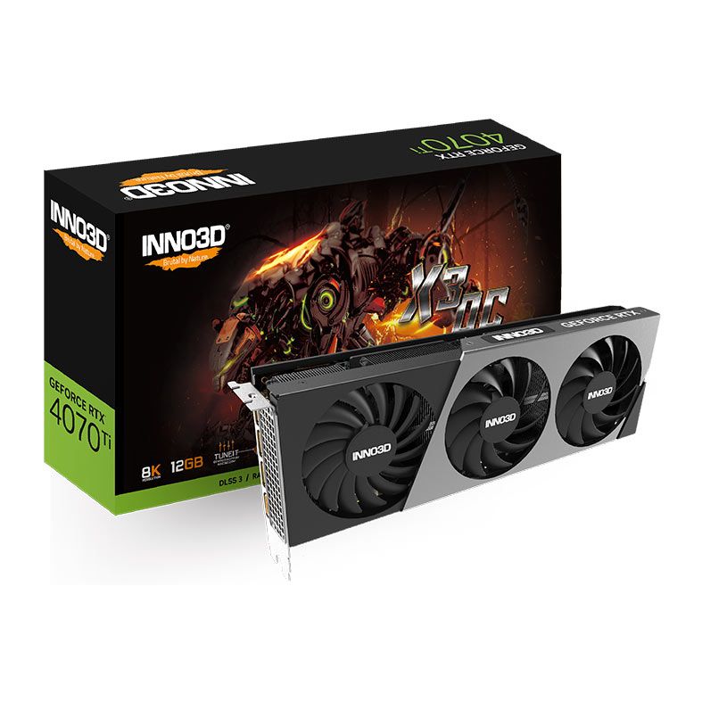 Placa de Video INNO3D GeForce RTX 4070 Ti X3 OC, 12GB, GDDR6X, 192-bit, N407T3-126XX-186148N