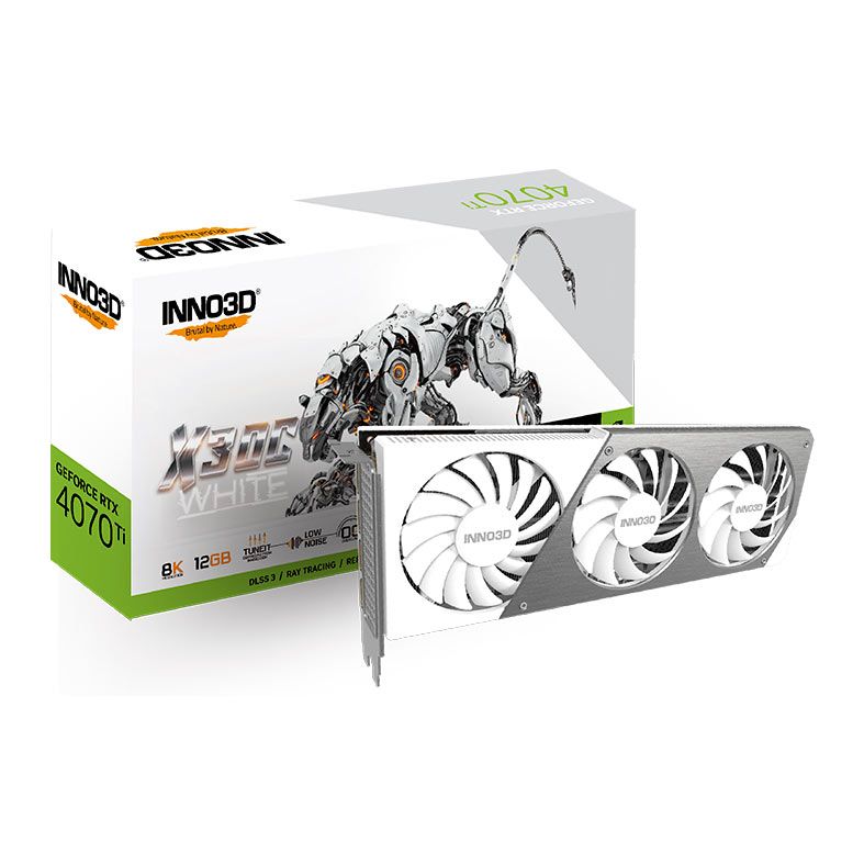 Placa de Video INNO3D GeForce RTX 4070 Ti X3 OC White, 12GB, GDDR6X, 192-bit, N407T3-126XX-186148W