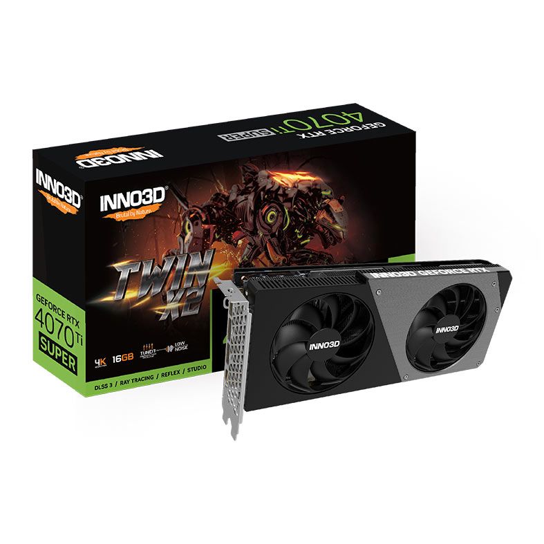 Placa de Video INNO3D GeForce RTX 4070 Ti Super Twin X2, 16GB, GDDR6X, 256-bit, N407TS2-166X-186156N