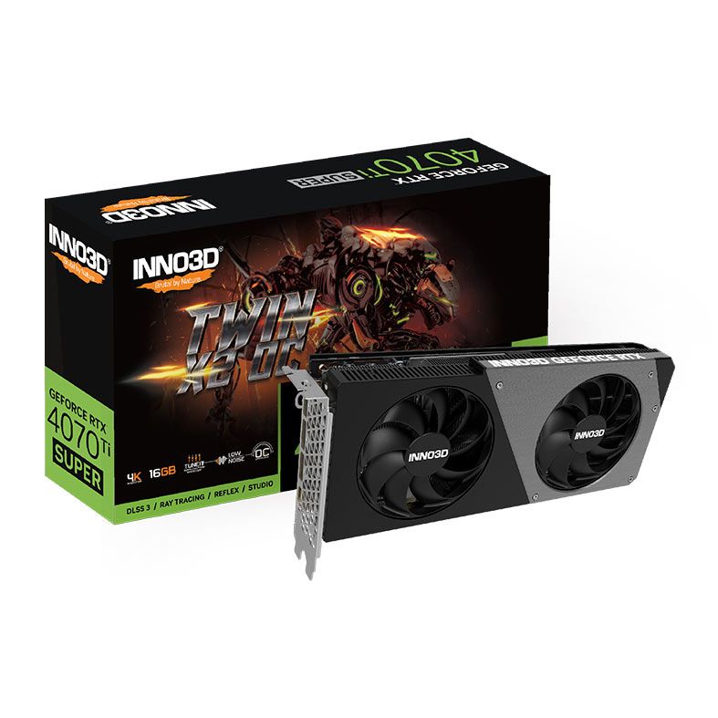 Placa de Video INNO3D GeForce RTX 4070 Ti Super Twin X2 OC, 16GB, GDDR6X, 256-bit, N407TS2-166XX-186156N