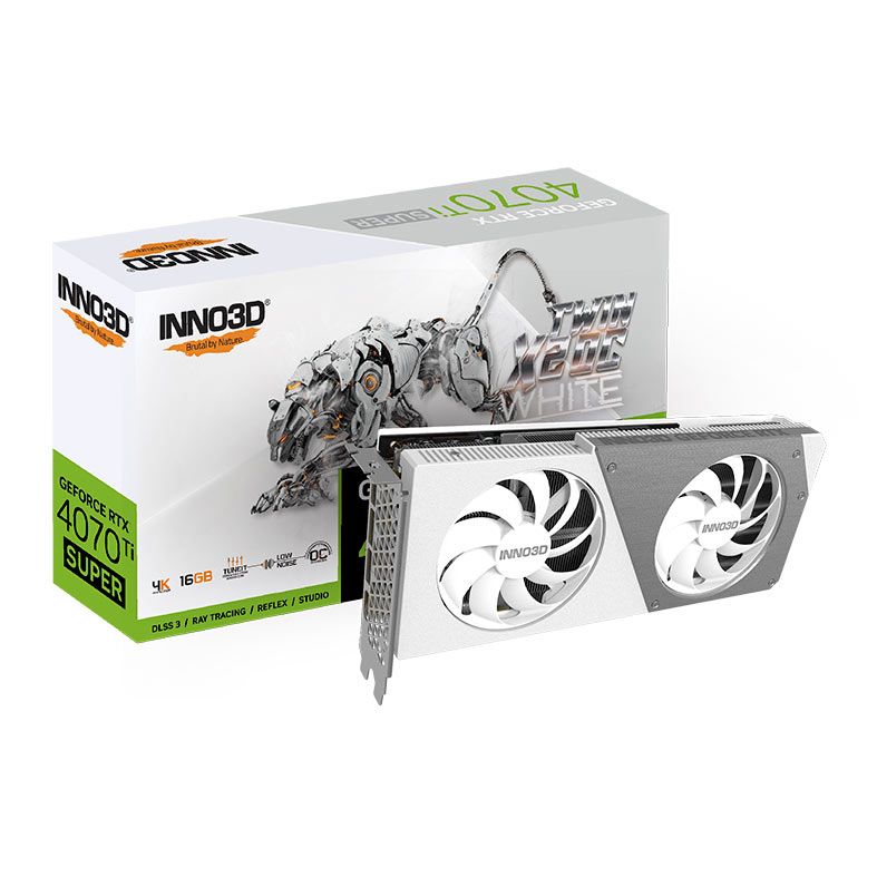 Placa de Video INNO3D GeForce RTX 4070 Ti Super Twin X2 OC White, 16GB, GDDR6X, 256-bit, N407TS2-166XX-186156W