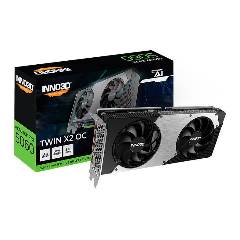 ꒰ᐢ⸝⸝•༝•⸝⸝ᐢ꒱⸒⸒ Placa de Video INNO3D GeForce RTX 5060 Twin X2 OC, 8GB, GDDR7, 128