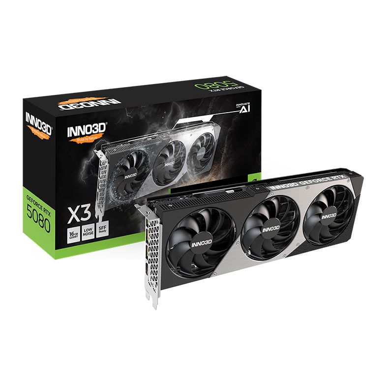 Placa de Video INNO3D GeForce RTX 5080 X3, 16GB, GDDR7, 256-bit, N50803-16D7-176068N - PRE VENDA