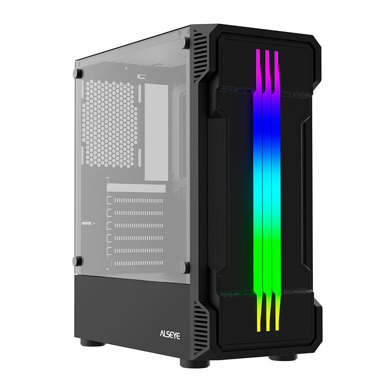 Gabinete Gamer Alseye N90, RGB, Mid-Tower, Lateral de Vidro, Preto, N90-BK