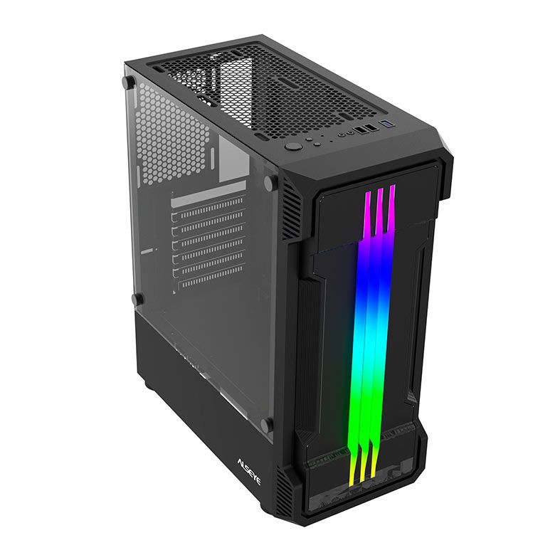 Gabinete Gamer Alseye N90, RGB, Mid-Tower, Lateral de Vidro, Preto, N90-BK