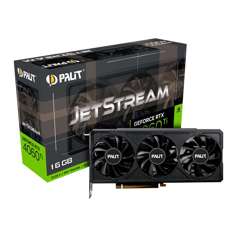 Placa de Video Palit GeForce RTX 4060 Ti JetStream, 16GB, GDDR6, 128-bit, NE6406T019T1-1061J