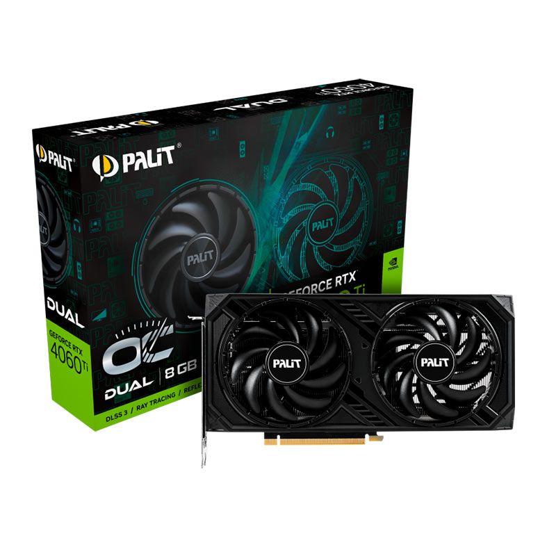 Placa de Video Palit GeForce RTX 4060 Ti Dual OC, 8GB, GDDR6, 128-bit, NE6406TT19P1-1060D
