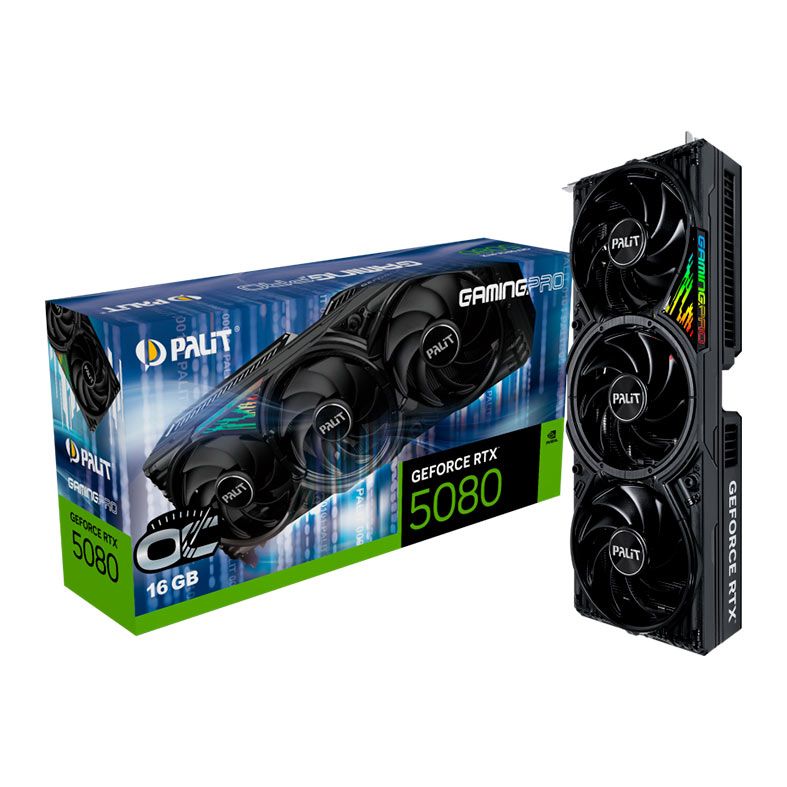 Placa de Video Palit GeForce RTX 5080 Gaming Pro OC, 16GB, GDDR7, 256-bit, NE75080S19T2-GB2031A - PRE VENDA