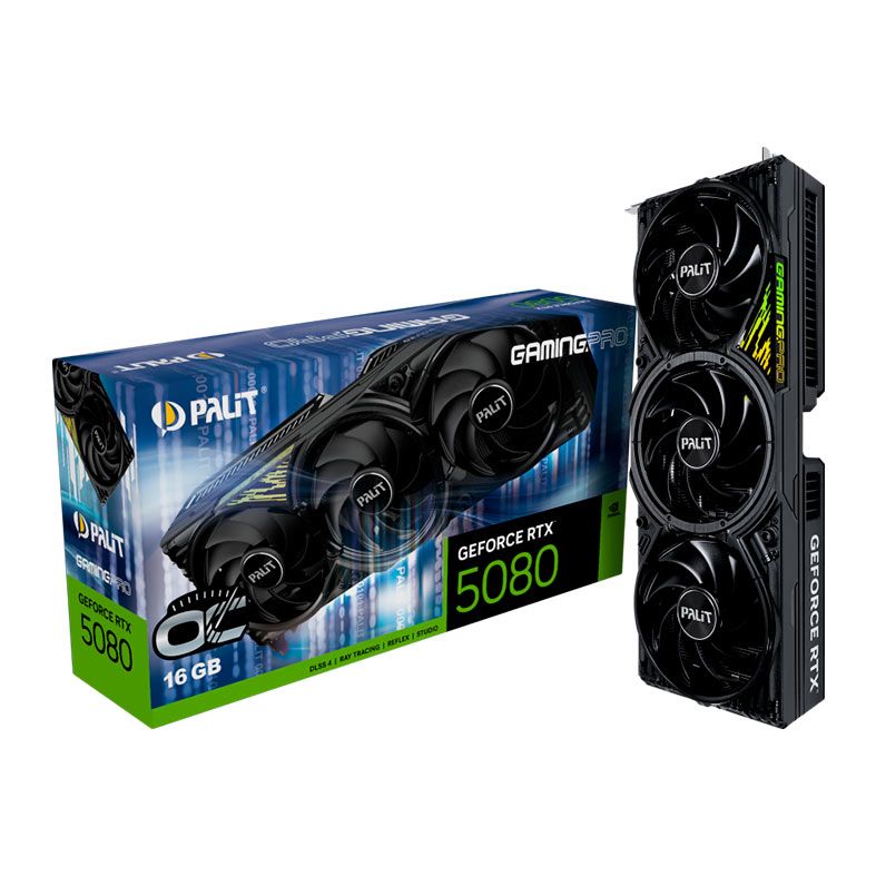 新品 GEFORCE RTX 5080 GamingPro16GB Placa de Video Palit GeForce RTX 5080 Gaming Pro OC V1, 16GB