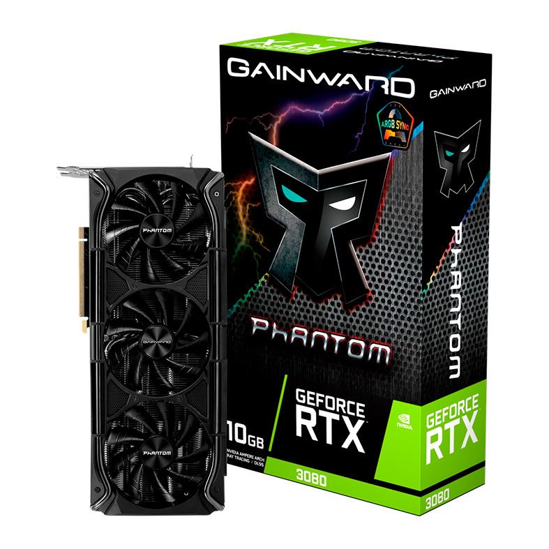Placa de Video Gainward GeForce RTX 3080 Phantom+, LHR, 10GB, GDDR6, 320-bit, NED3080U19IA-1020M