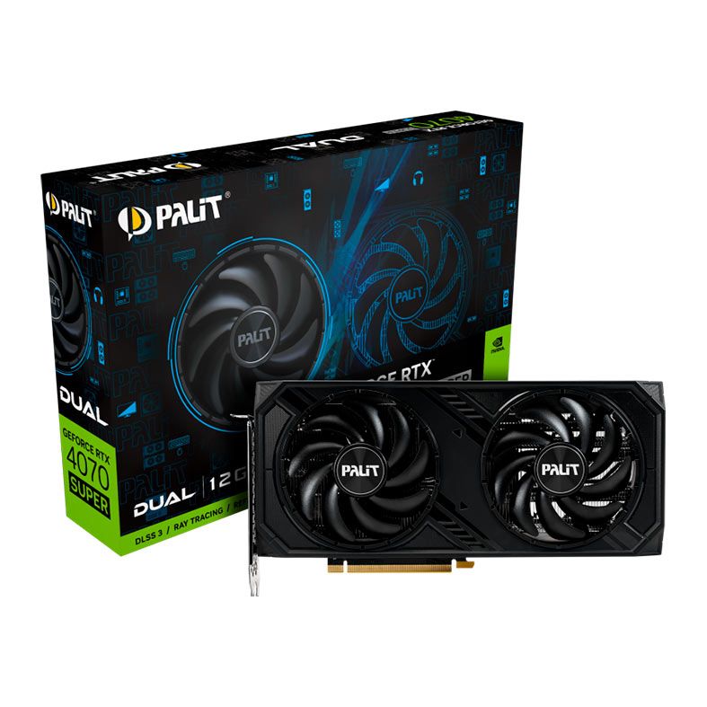 Placa De Video Palit GeForce RTX 4070 Super Dual, 12GB, GDDR6X, 192-bit, NED407S019K9-1043D