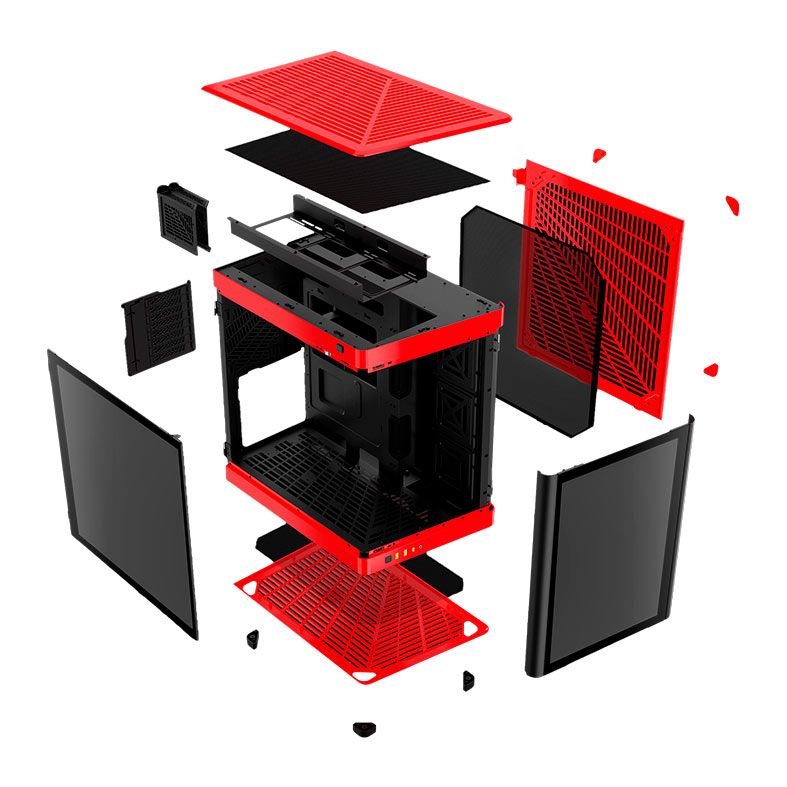 Gabinete Gamer Gamdias Neso P1 BR, Full-Tower, Lateral de Vidro, Preto e Vermelho, NESO-P1-BR