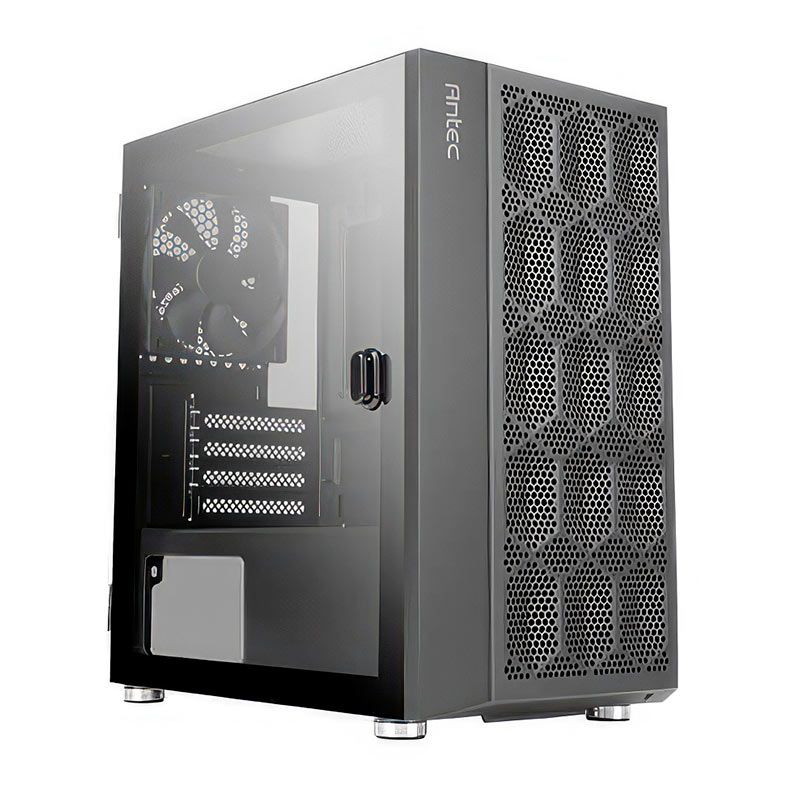 Gabinete Gamer Antec NX200M, RGB, Mini-Tower, Lateral de vidro, Com 3 Fans, Preto, NX200M-BK