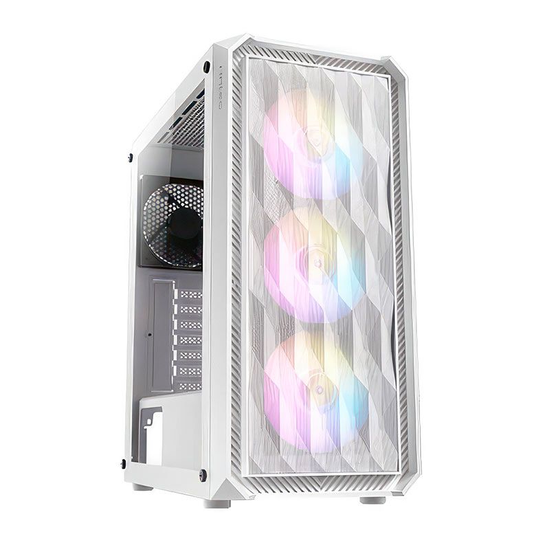 Gabinete Gamer Antec NX292, RGB, Mid-Tower, Lateral de Vidro, com 4 Fans, Branco, NX292-WH