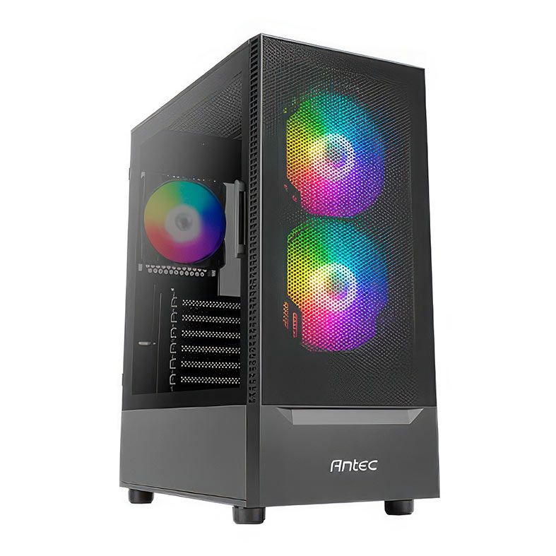 Gabinete Gamer Antec NX410 V2, RGB, Mid-Tower, Lateral de Vidro, Com 3 Fans, Preto, NX410-V2-BK