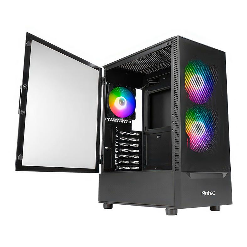 Gabinete Gamer Antec NX410 V2, RGB, Mid-Tower, Lateral de Vidro, Com 3 Fans, Preto, NX410-V2-BK