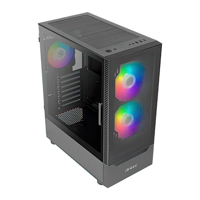 Gabinete Gamer Antec NX410 V2, RGB, Mid-Tower, Lateral de Vidro, Com 3 Fans, Preto, NX410-V2-BK
