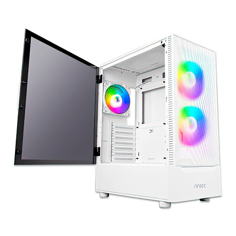 Gabinete Gamer Antec NX410, RGB, Mid-Tower, Lateral de Vidro, Com 3 Fans, Branco,  NX410-V2-WH