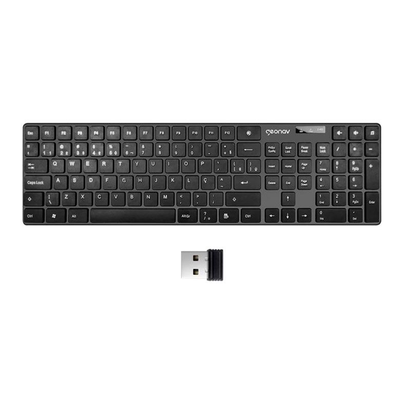 Teclado Office Geonav, Sem fio, ABNT2, Cinza, OFTCW01