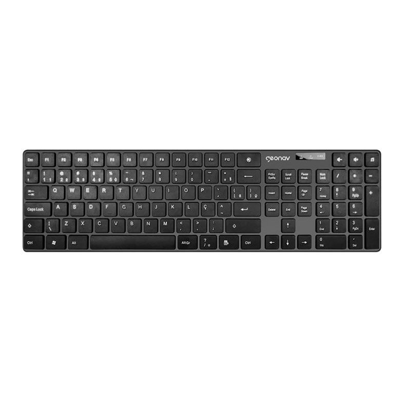 Teclado Office Geonav, Sem fio, ABNT2, Cinza, OFTCW01