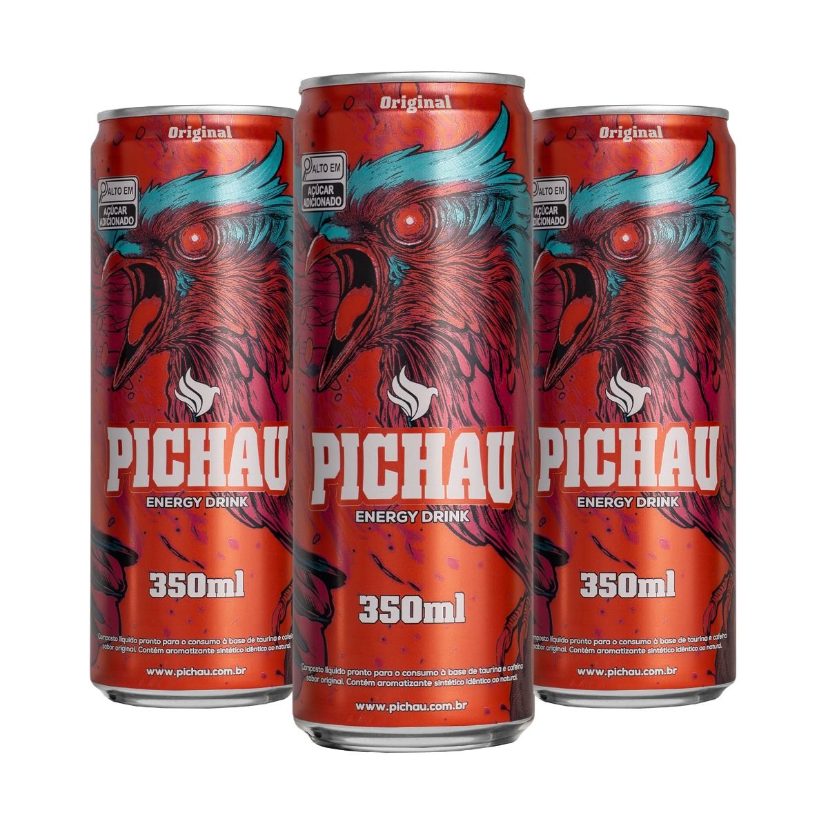 Pack Energetico Pichau Original, 350ml, Com Acucar, Com 3 unidades