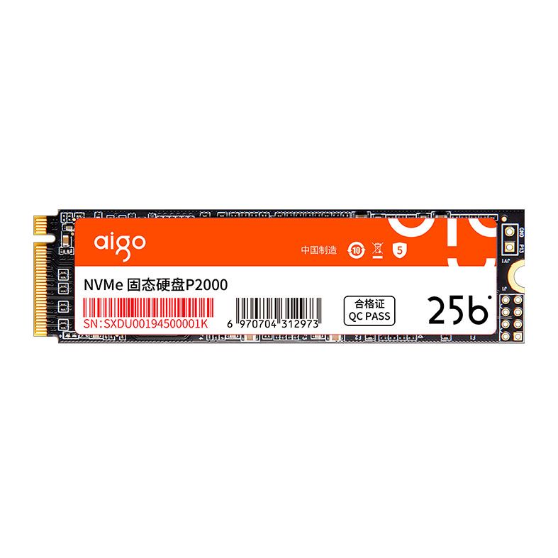 SSD Aigo P2000, 256GB, M.2 2280, PCIe NVMe, Leitura 2000 MB/s, Gravacao 1600 MB/s, P2000-256G