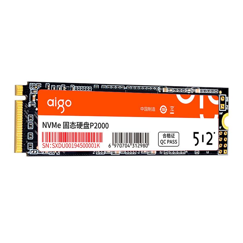SSD Aigo P2000, 512GB, M.2 2280, PCIe NVMe, Leitura 2000 MB/s, Gravacao 1600 MB/s, P2000-512G