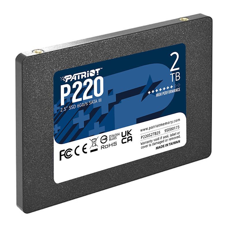 SSD Patriot P220, 2TB, 2.5, Sata III 6GB/s, Leitura 550MB/s, Gravacao 490MB/s, P220S2TB25