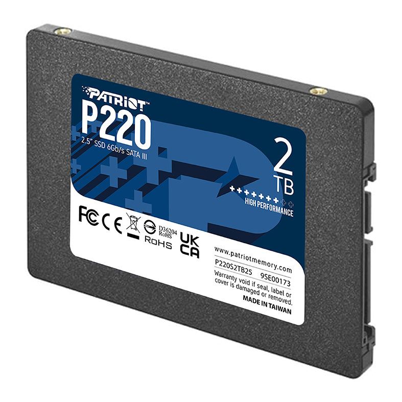 SSD Patriot P220, 2TB, 2.5, Sata III 6GB/s, Leitura 550MB/s, Gravacao 490MB/s, P220S2TB25