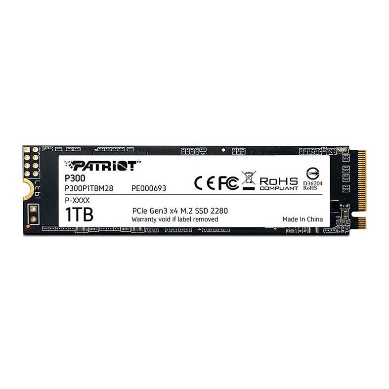 SSD Patriot P300, 1TB, M.2 2280, NVMe PCIe, Leitura 2100MB/s, Gravacao 1650MB/s, P300P1TBM28