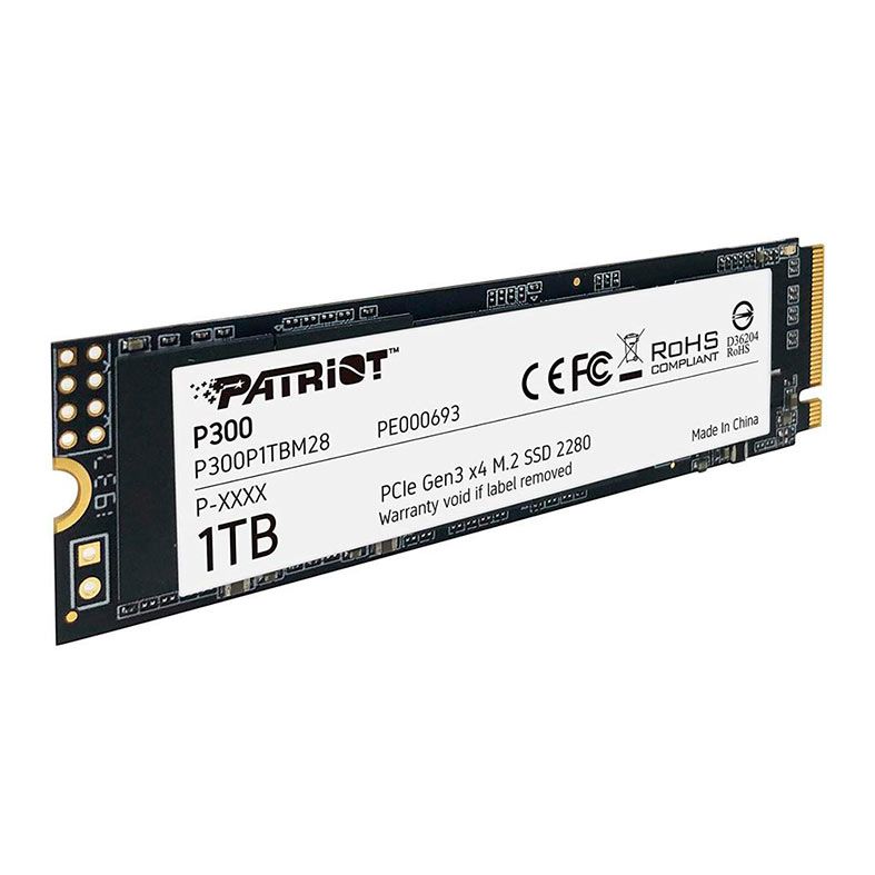 SSD Patriot P300, 1TB, M.2 2280, NVMe PCIe, Leitura 2100MB/s, Gravacao 1650MB/s, P300P1TBM28