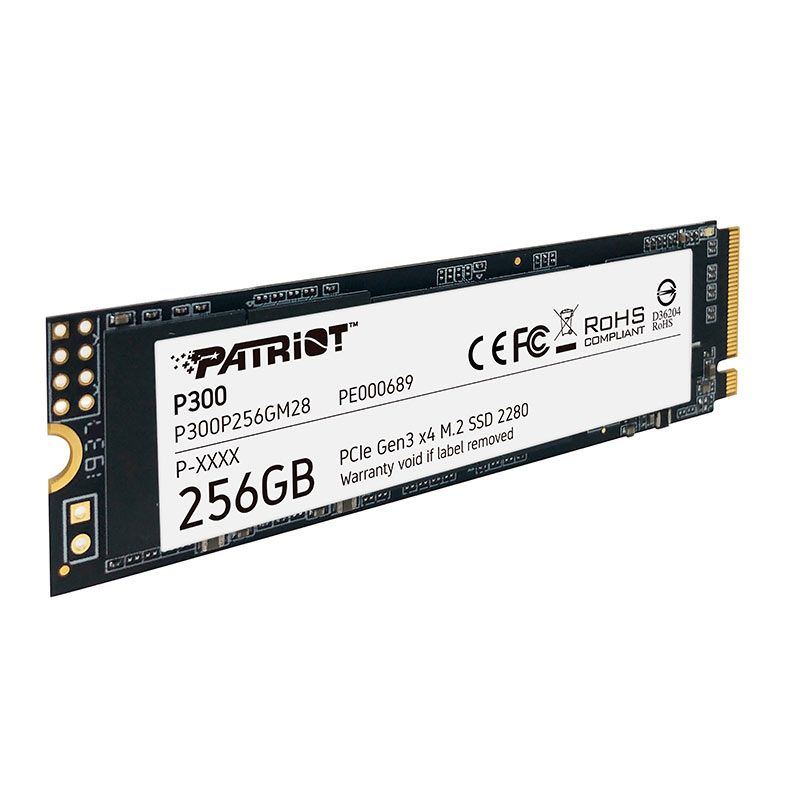 SSD Patriot P300, 256GB, M.2 2280, NVMe PCIe, Leitura 1700MB/s, Gravacao 1100MB/s, P300P256GM28
