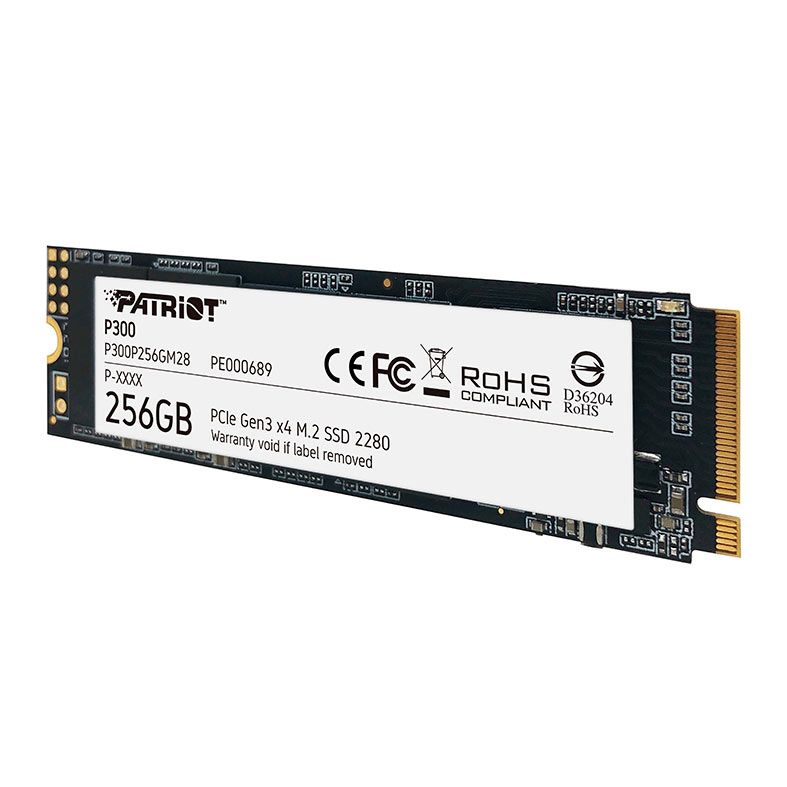 SSD Patriot P300, 256GB, M.2 2280, NVMe PCIe, Leitura 1700MB/s, Gravacao 1100MB/s, P300P256GM28
