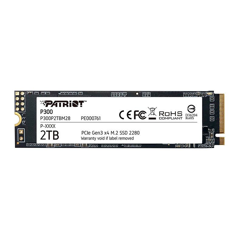 SSD Patriot P300, 2TB, M.2 2280, NVMe PCIe, Leitura 2100MB/s, Gravacao 1650MB/s, P300P2TBM28