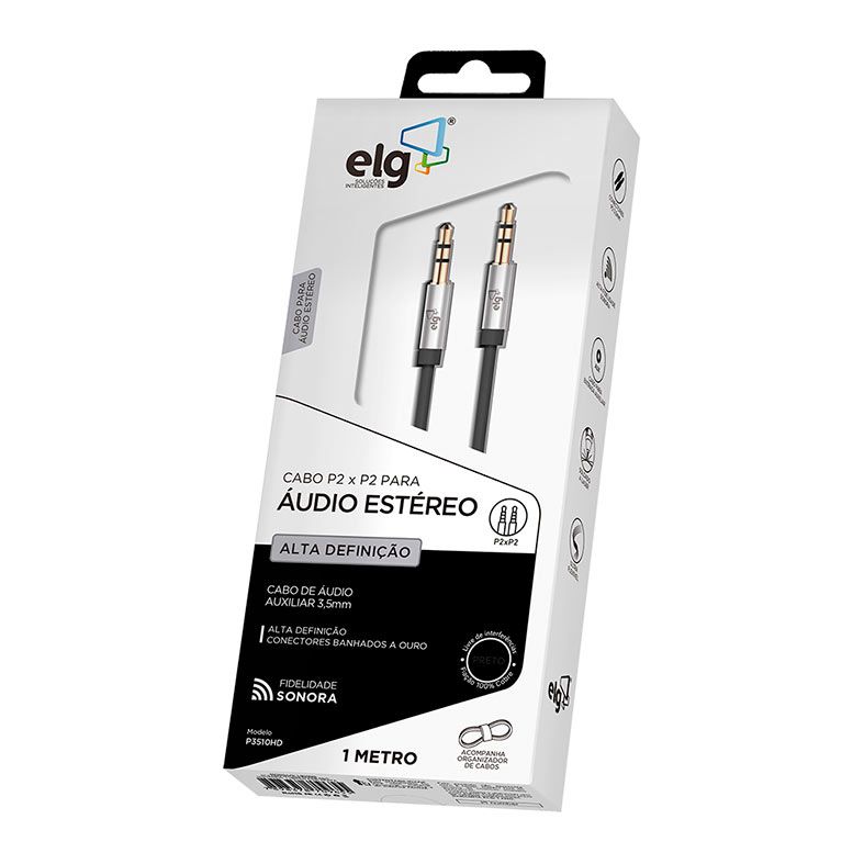 Cabo P2xP2 Para Audio Estereo ELG, 1m, Preto, P3510HD