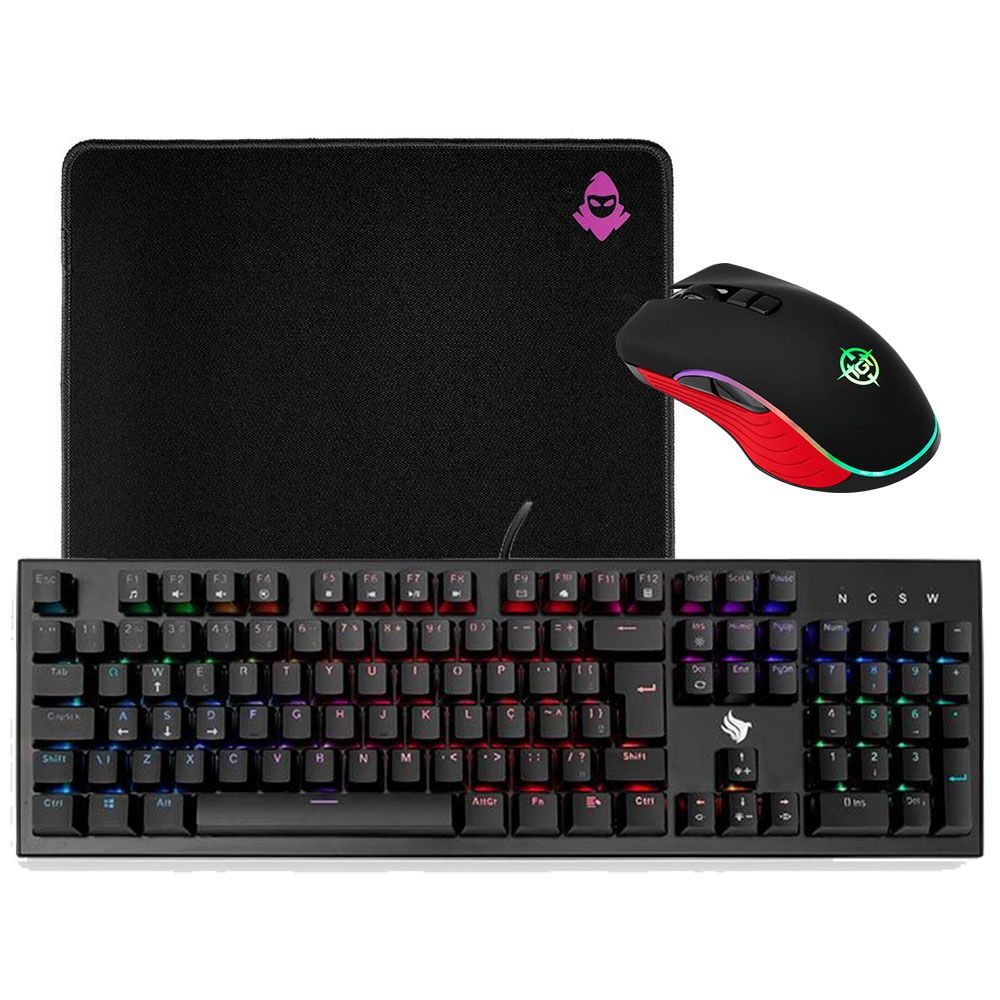Kit teclado, mouse e Mousepad, Teclado Gamer Pichau P731 RGB + Mouse Gamer TGT M4 RGB 7 Botoes + Mousepad Mancer Dark Magic P