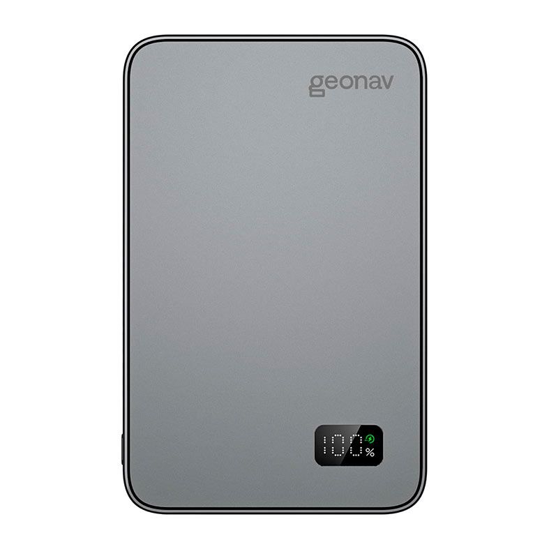 Carregador Portatil Universal Por Inducao Geonav, 10000mAh, 3 em 1, Com MagSafe, Cinza, PB10KALMAGSG