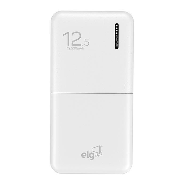 Power Bank ELG Com USB Tipo-C 12500mAh, Branco, PB125