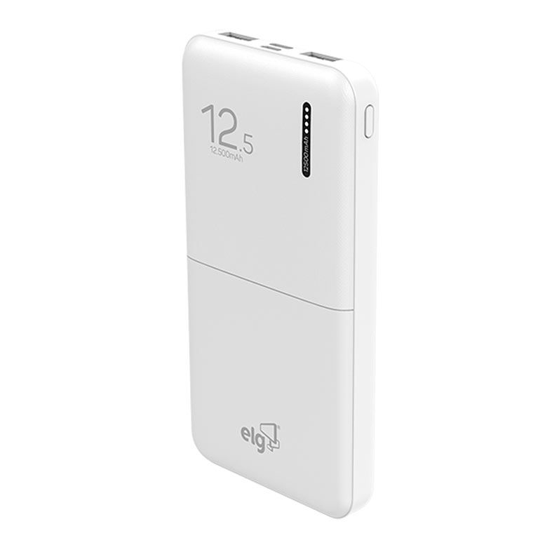 Power Bank ELG Com USB Tipo-C 12500mAh, Branco, PB125