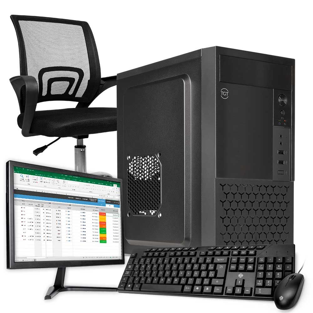 PC Home Completo Mancer HM781, Intel Core i3, 8GB DDR3, SSD 120GB + Monitor + Cadeira + Kit Periféricos 