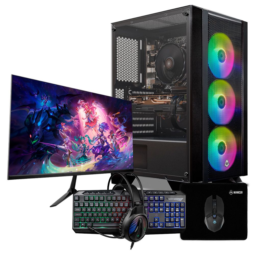 PC Gamer Completo Mancer Kvasir III, AMD Ryzen 7 5700G, 16GB DDR4, SSD M.2 480GB + Monitor + Kit Periféricos 