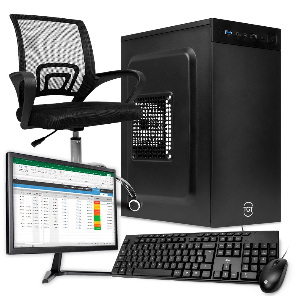 PC Home Completo Pichau HM507, AMD Ryzen 3 3200G, 8GB DDR4, SSD 120GB + Cadeira Office + Monitor + Kit Teclado e Mouse