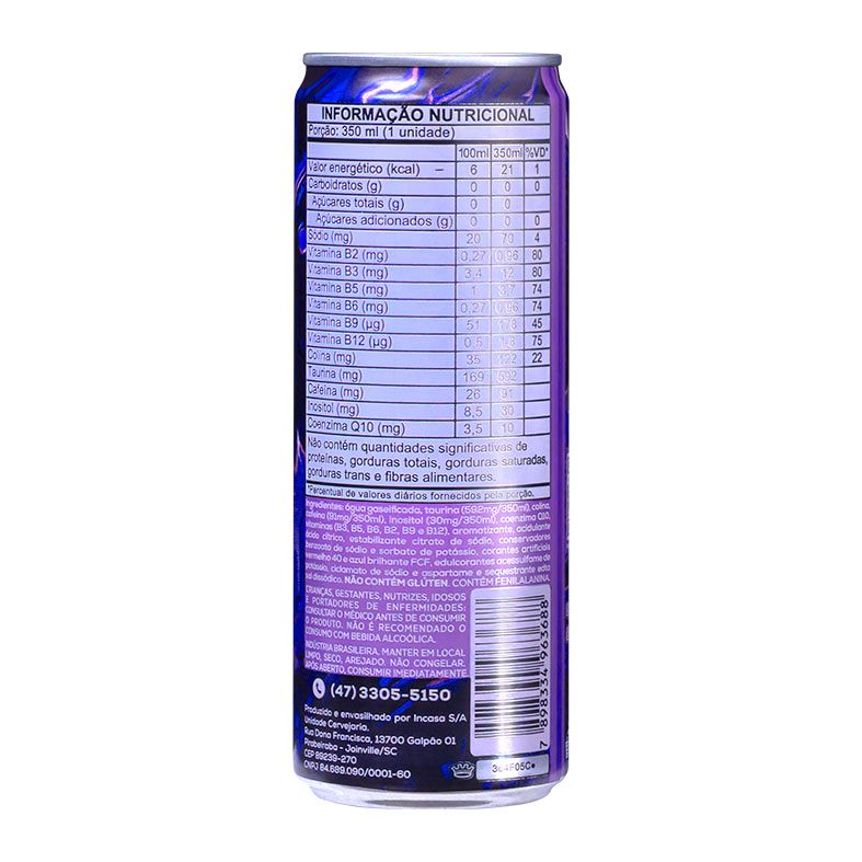 Pack Energetico Pichau Açai Zero, 350ml, Com 6 unidades