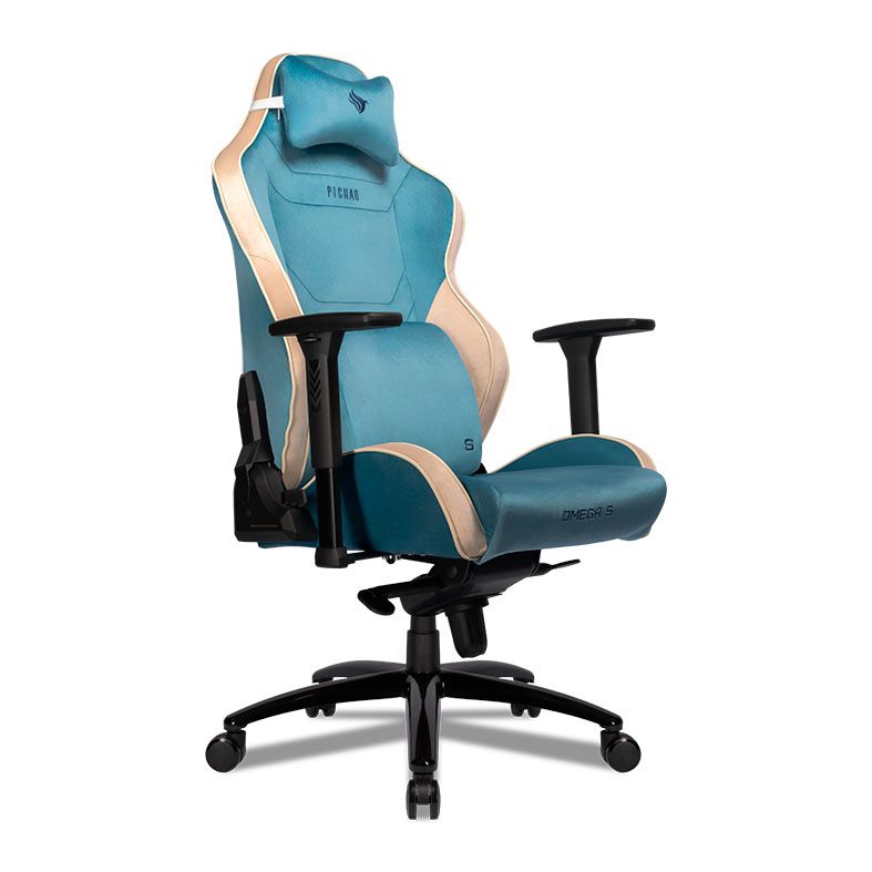 Cadeira Gamer Pichau Omega S, Espuma Moldada, Braco 3D, Azul e Creme, PCH-OMGS-BWT