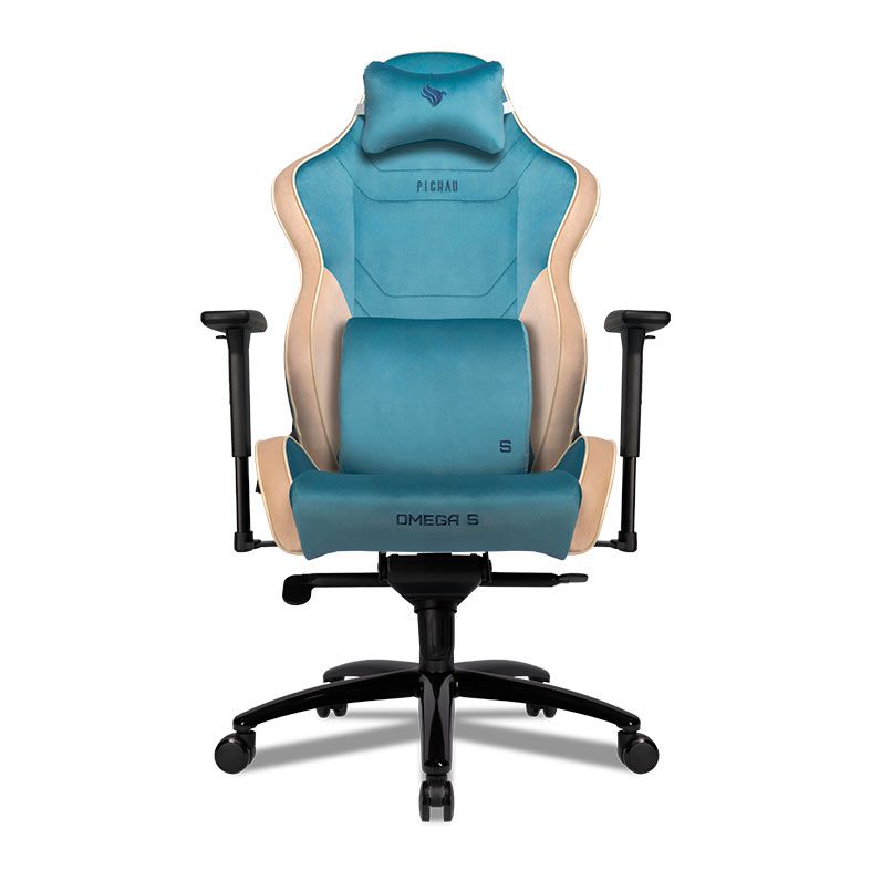 Cadeira Gamer Pichau Omega S, Espuma Moldada, Braco 3D, Azul e Creme, PCH-OMGS-BWT
