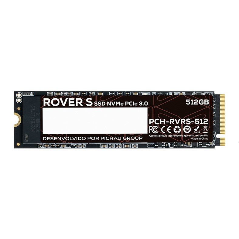 SSD Pichau Rover S, 512GB, M.2 2280, PCIe NVMe, Leitura 3300MB/s, Gravacao 2000MB/s, PCH-RVRS-512