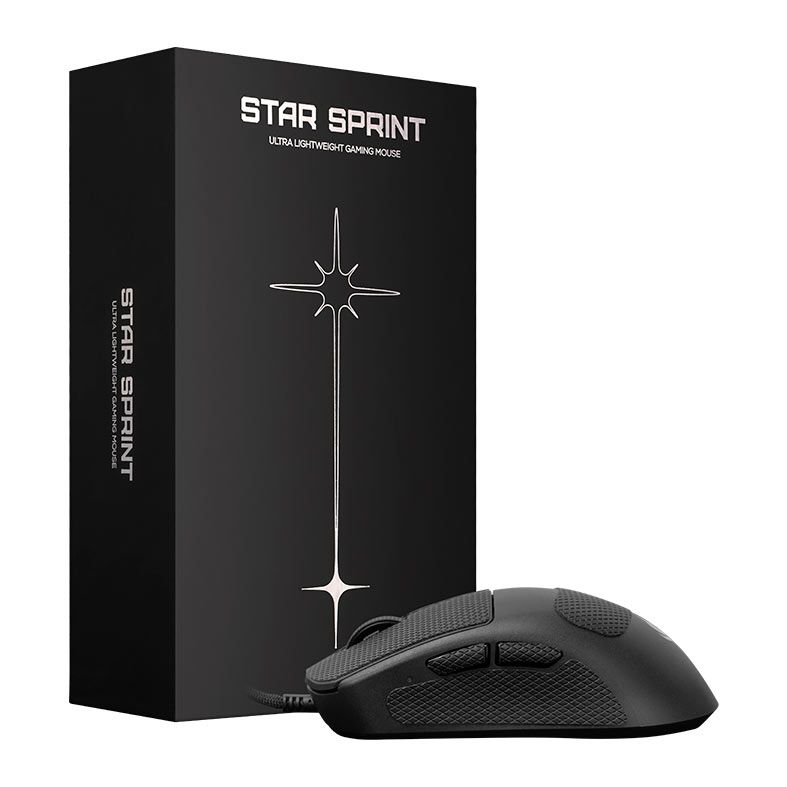 Mouse Gamer Pichau Star Sprint, Ultra Leve 46g, 26000DPI, 5 Botoes, 1000Hz, PAW3395, Preto, PCH-SSB-BLK