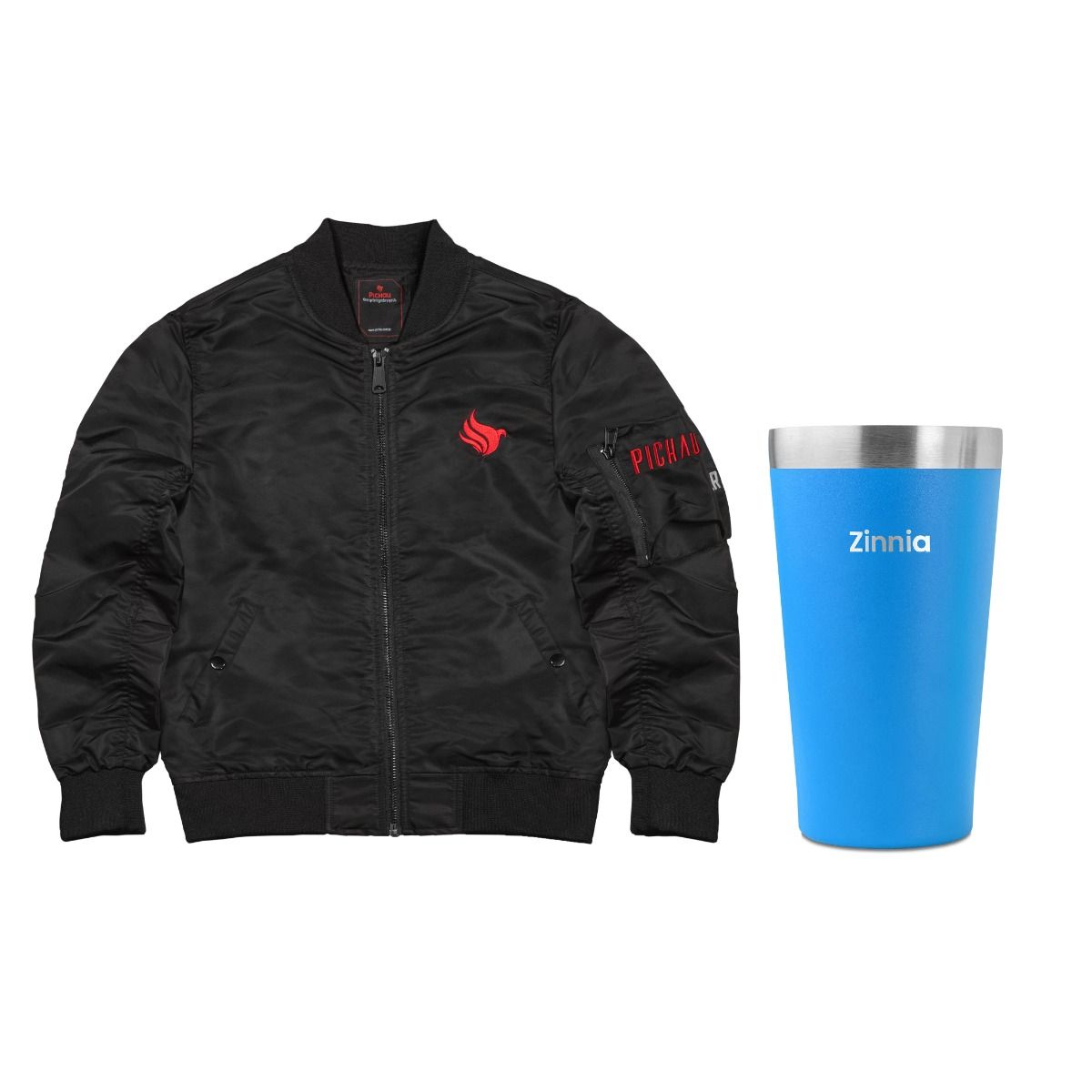 Kit Jaqueta Bomber Pichau, XGG + Copo Térmico Zinnia, Azul