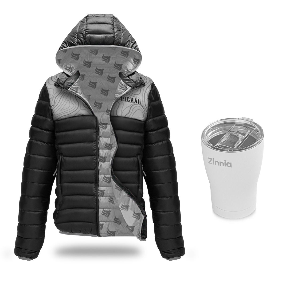 Kit Jaqueta Puffer Pichau, G + Copo Térmico Zinnia, Branco