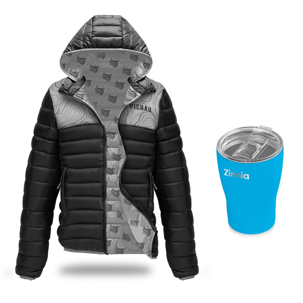Kit Jaqueta Puffer Pichau, GG + Copo Térmico Zinnia, Azul